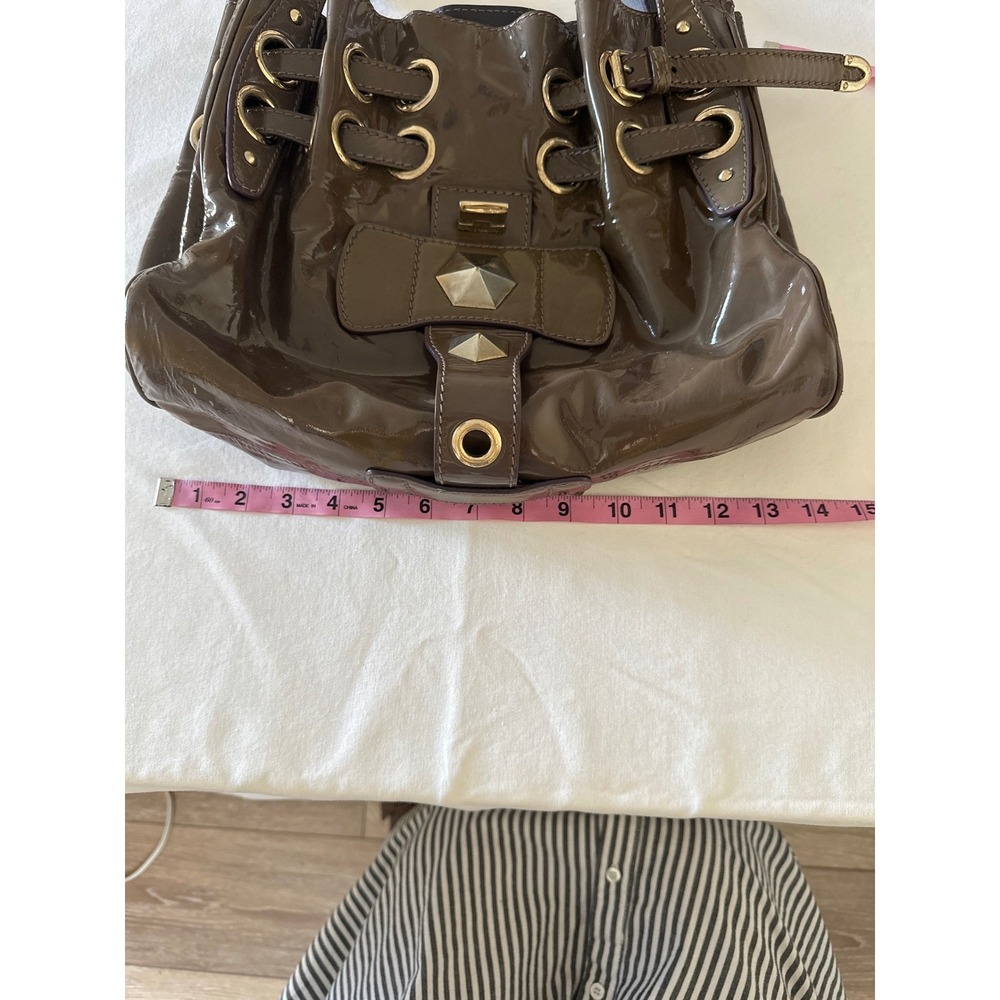 Jimmy Choo Ramona Shoulder Bag Taupe/Brown Patent Leather Made in Italy - Picture 12 of 15